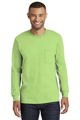 Port & Company Adult Unisex Tall 6.1-ounce, 100% Soft Spun Cotton Long Sleeve Essential With Pocket T-shirt